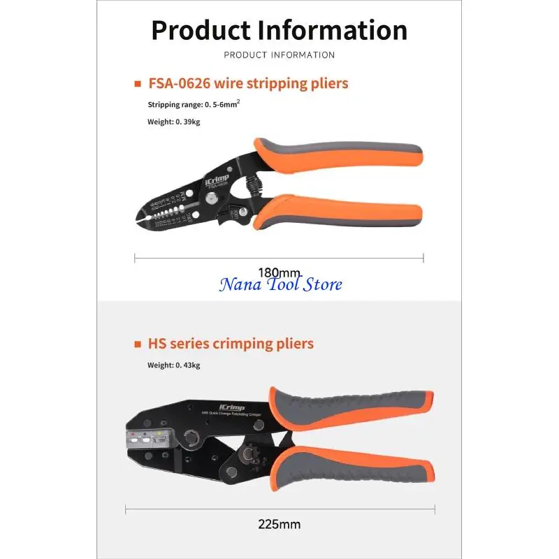 

31GJ Completed Electrical Crimper Crimping Tool Set With Hard Storage Case Handle Various Terminals Types From AWG 20 To 2