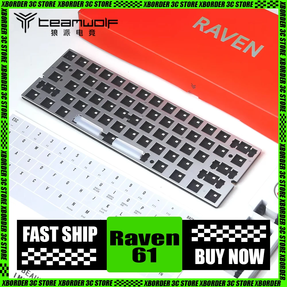 

Teamwolf Raven61 Keyboard Inner Container Pcb Wried Rgb Custom Gaming Keyboard Rt Adjustable Hot Swap Pc Gamer Accessories Gifts