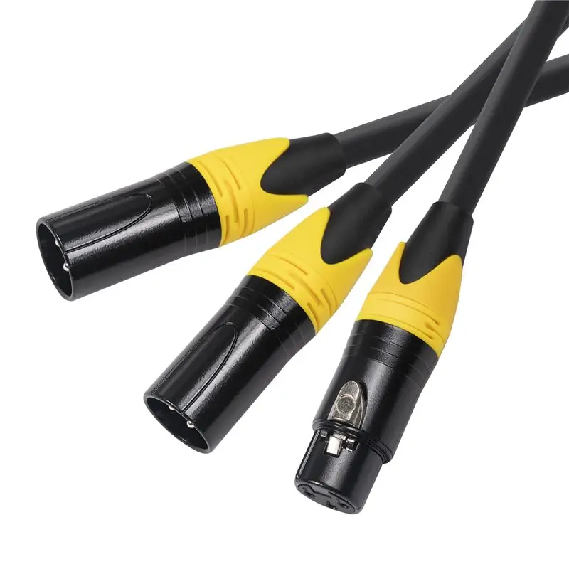 AT82-XLR Splitter Cable,3 Pin XLR Female To Dual XLR Male Audio Cable Y Cable Balanced Microphone Splitter Cord Audio Adaptor