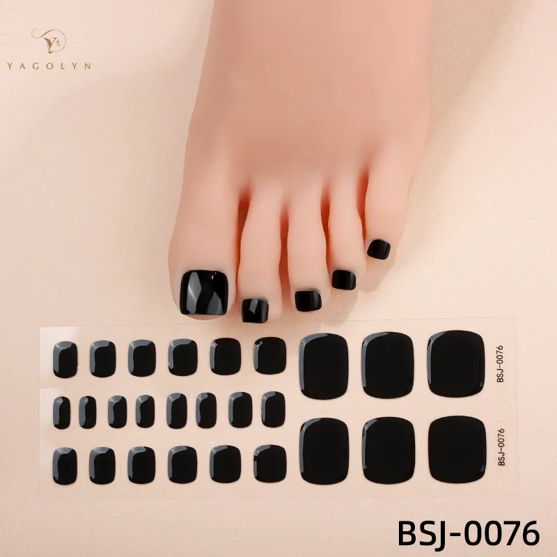 New 28 Finger Solid Color Gel Nail Art Sticker Foot Onion Powder UV Light Therapy Half Roasted and Half-Cured Foot Nail Sticker