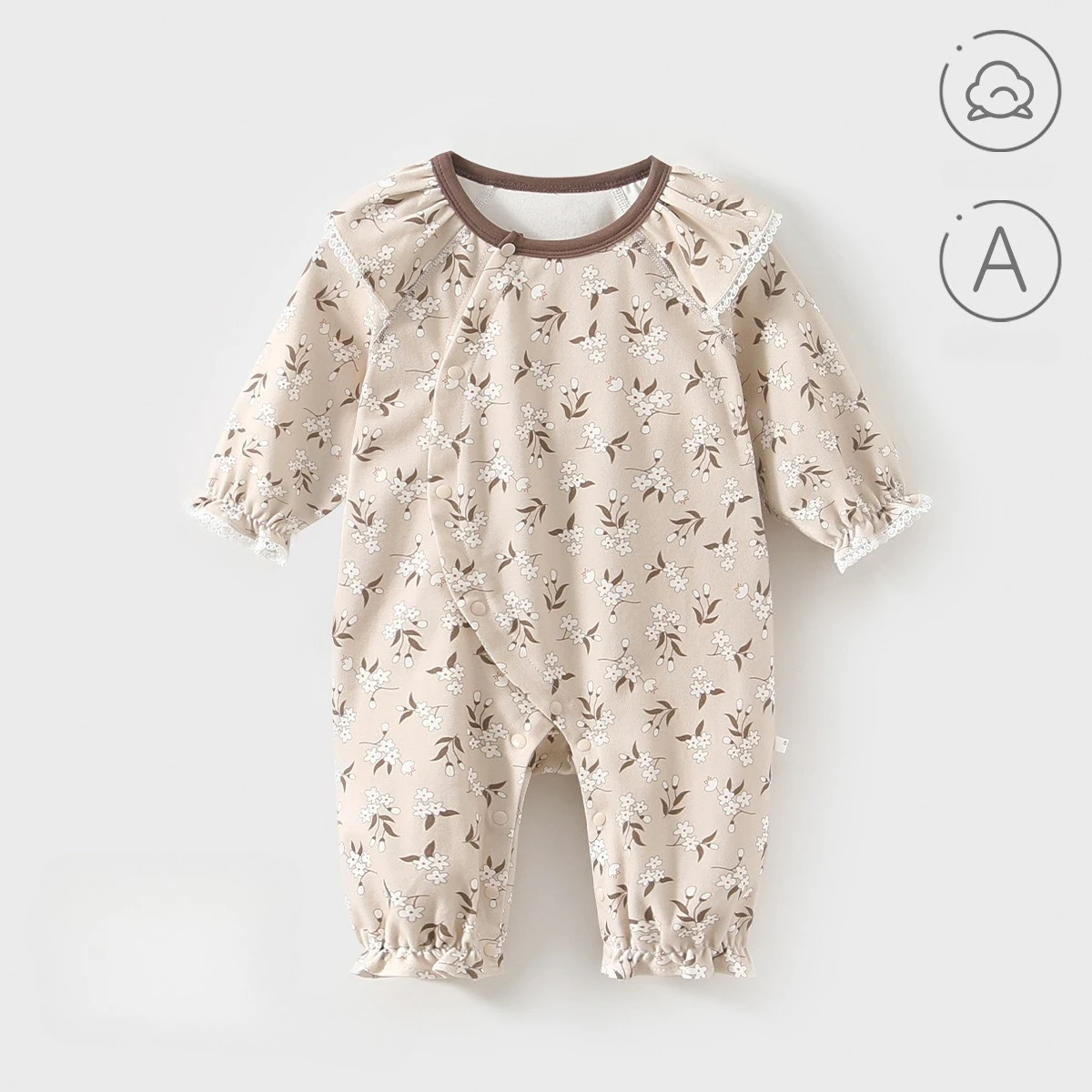 女の赤ちゃん-100-コットン-シームレス長袖ロンパース新生児幼児ホームウェアパジャマ春オールシーズンソフト衣装-0-24-メートル用