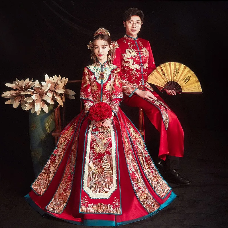 ملابس نخب زوجين من التنين والعنقاء على الطراز الصيني الجديد #1