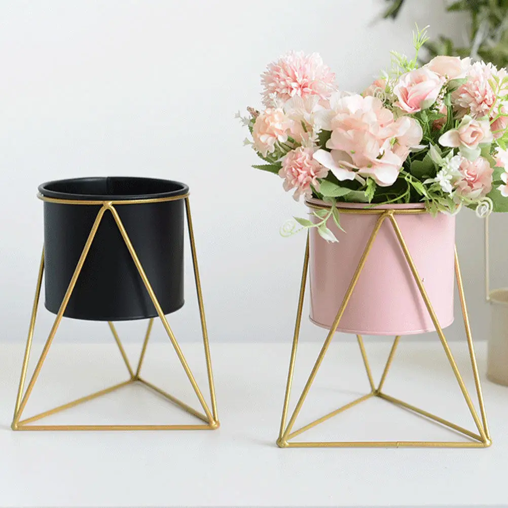 1Pcs Nordic Style Iron Art Flower Pot Plant Holder Large Size Pink Home Decor Succulent Cactus Desktop Planter Retro Flower Pot