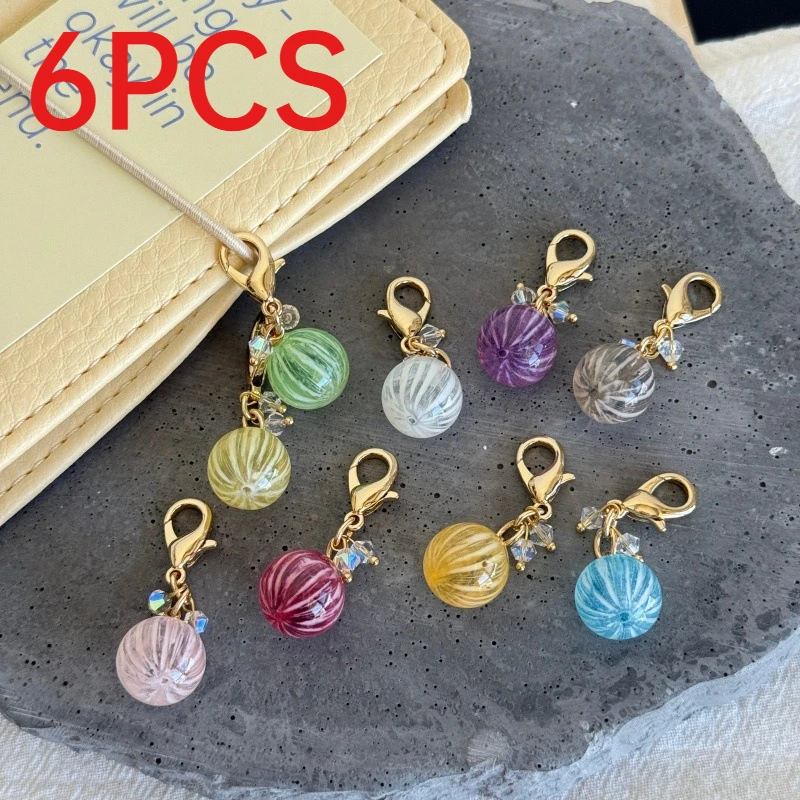6Pcs Mini Japanese Style Resin Candy Pendants Colorful Simulation Charms For Keychain Notebook Stationery Decor