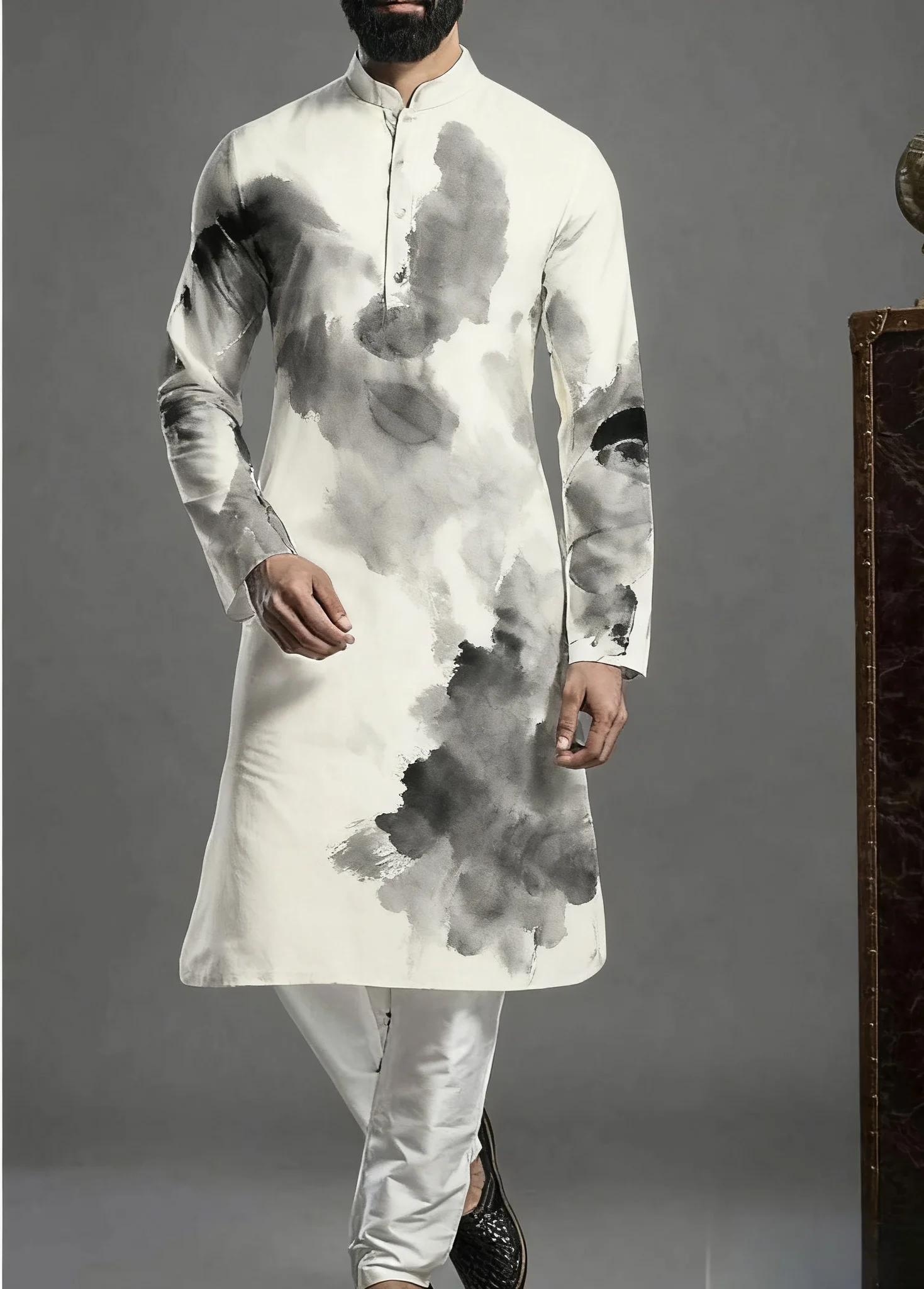 Kurt men's printed pattern kurta vardha fashionable casual fit regular robe suitable for all occasions2026