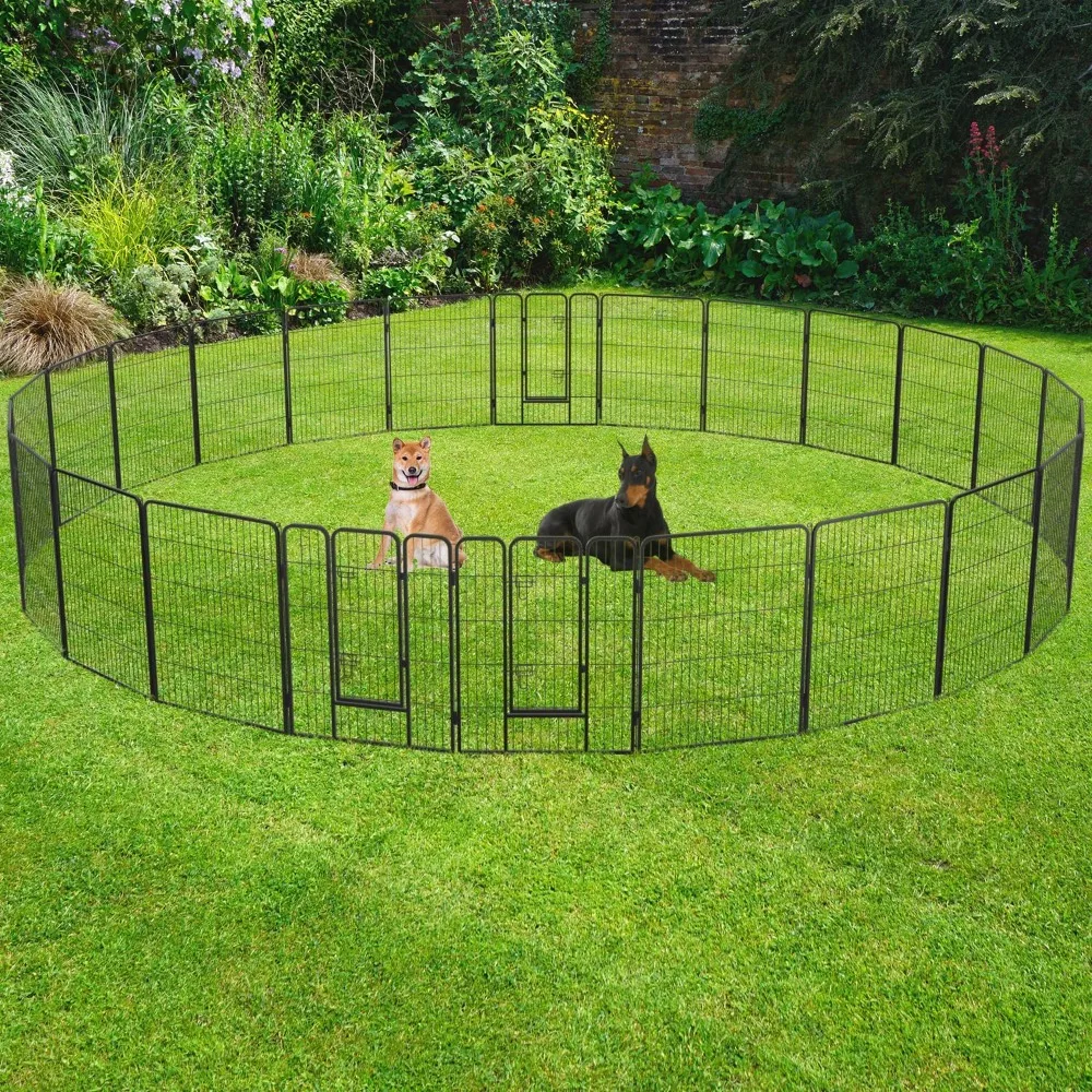 

Dog Pen Dog Kennel 24 Panels 40 Inch Hight Indoor Outdoor Folding Metal Portable Puppy Exercise Pen Heavy Duty dog Fence Black