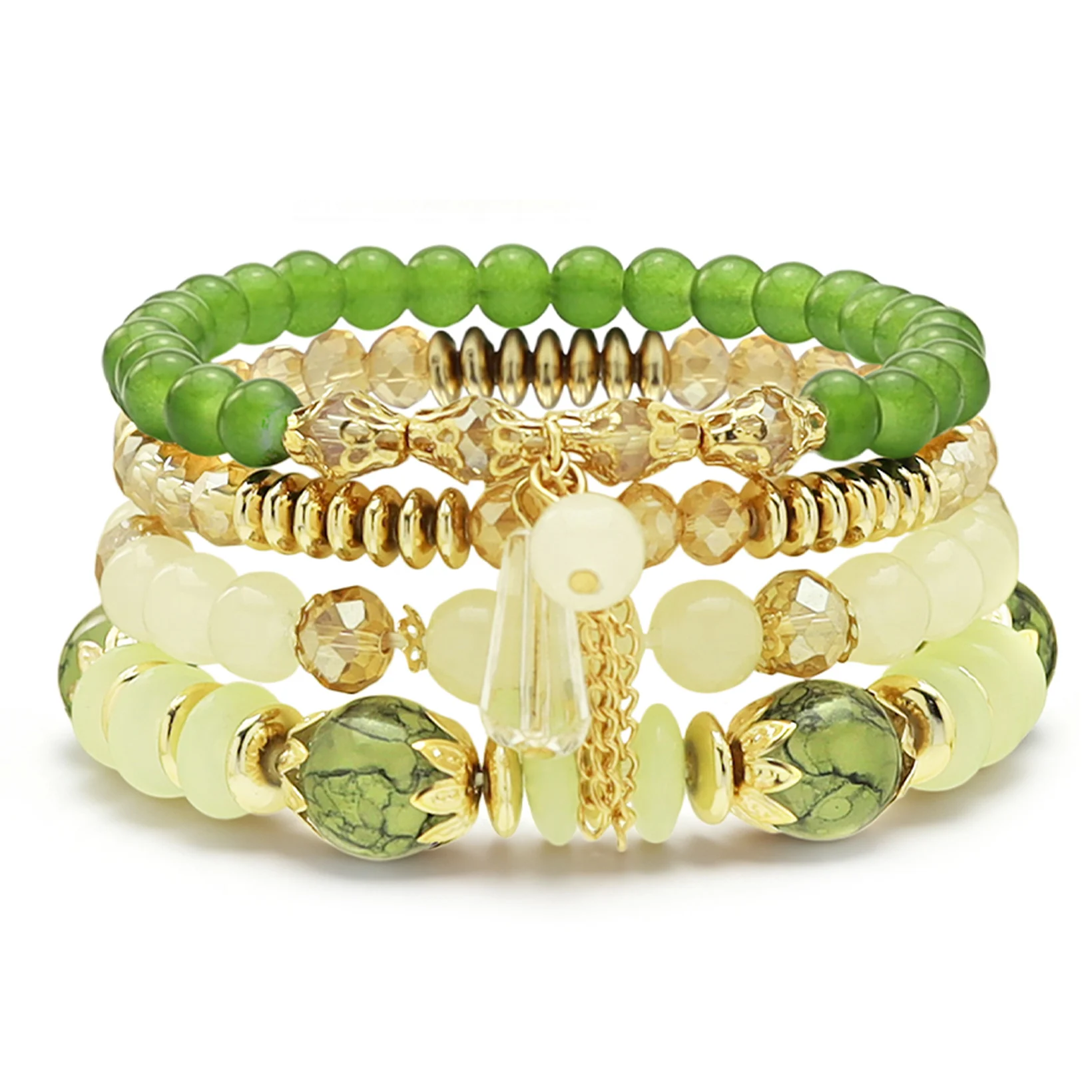 Bohemian Beads Stackable Bracelets for Women Stretch Multilayer Crystal Beaded Charm Elastic Bangle Handmade Jewelry Accessories