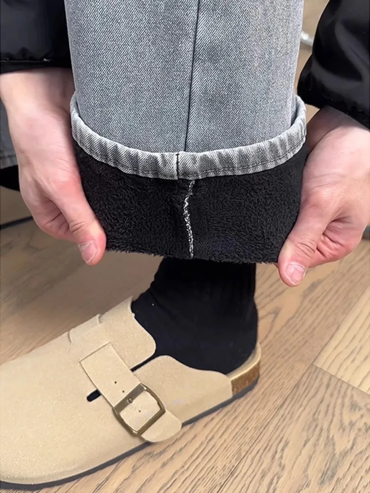 

Мужские джинсы e ey Fce на подкладке, модные утягивающие брюки с прямыми штанинами в американском стиле High Street Vibe, расклешенные брюки