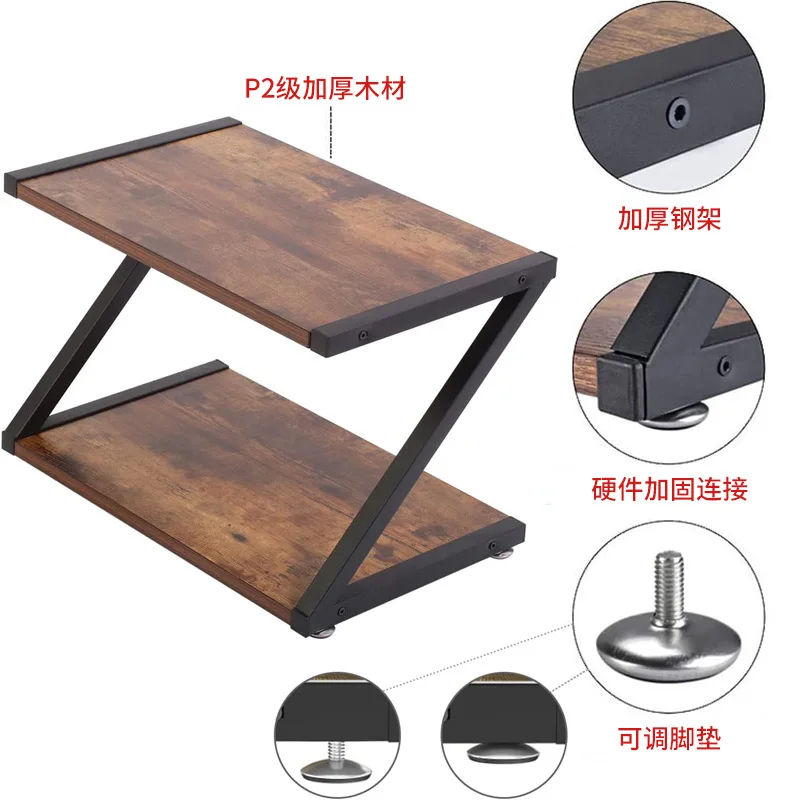 Multi Functional Wooden Storage Rack Z-shaped Desk, Printer Storage Shelf Multi-layer Simple Desk Bookshelf