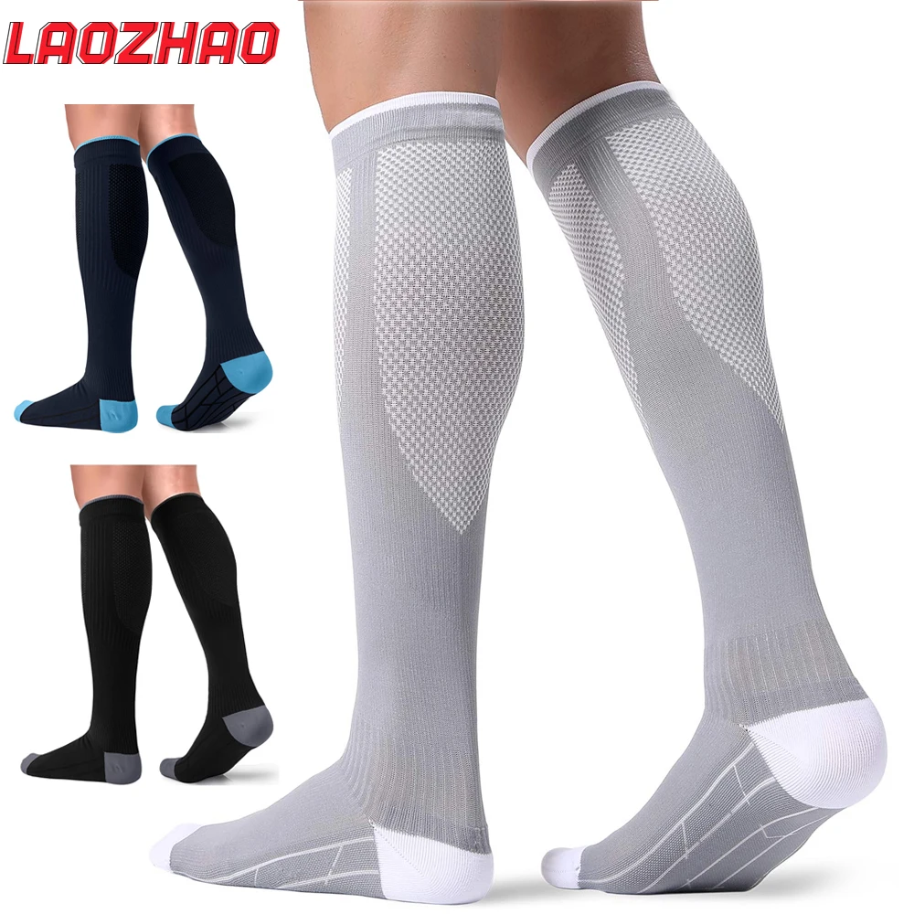 LAOZHAO 1 Paar Kompressionssocken für Damen und Herren, 20–30 mmHg, sportliche Laufsocken, zum Laufen, Stillen, Sport, Sport