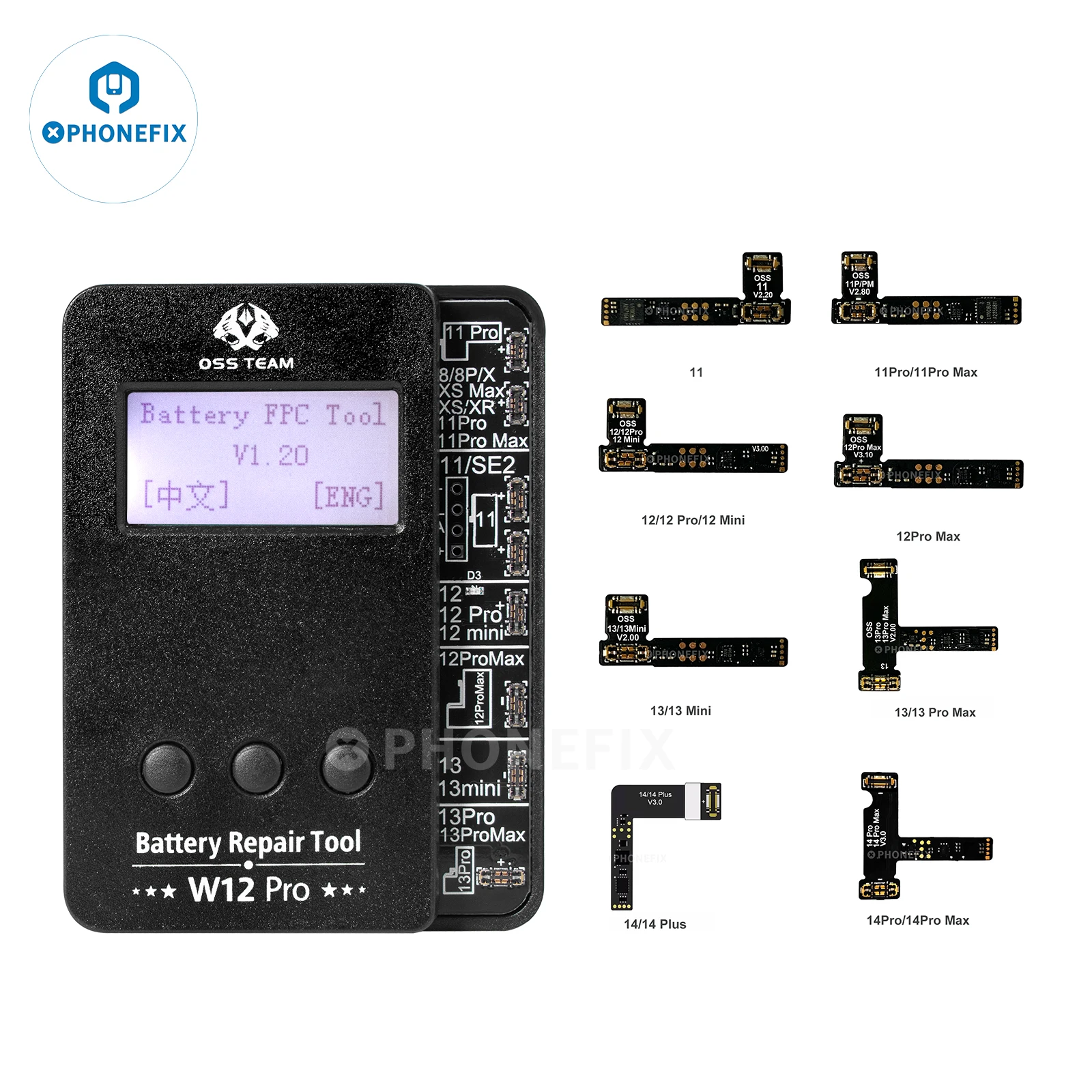 OSS W11 W12 Pro No Programmer Battery Flex Cable FPC for IPhone 11-15PM Battery Efficiency Cycle Date Modify Remove Warn Pop-up