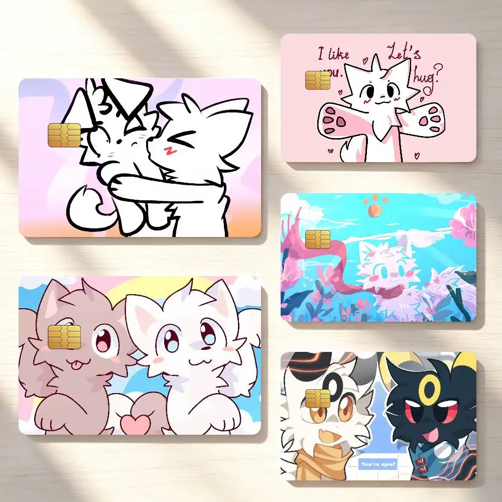 Cute B-Boykisser Cat Credit Card Skin Stickers For Bank Bus Metro Cards Waterproof Anti-Scratch Gift 4PCS