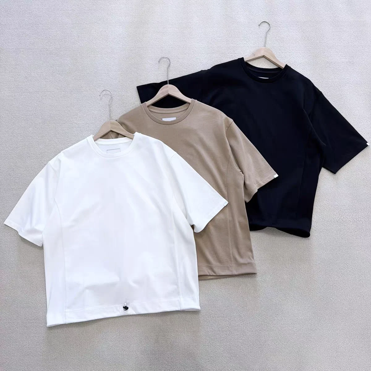 Unisex Windproof Short Sleeve T-shirt Drawstring Casual Summer Top Functional Style Loose Fit round Neck Tee by CMF