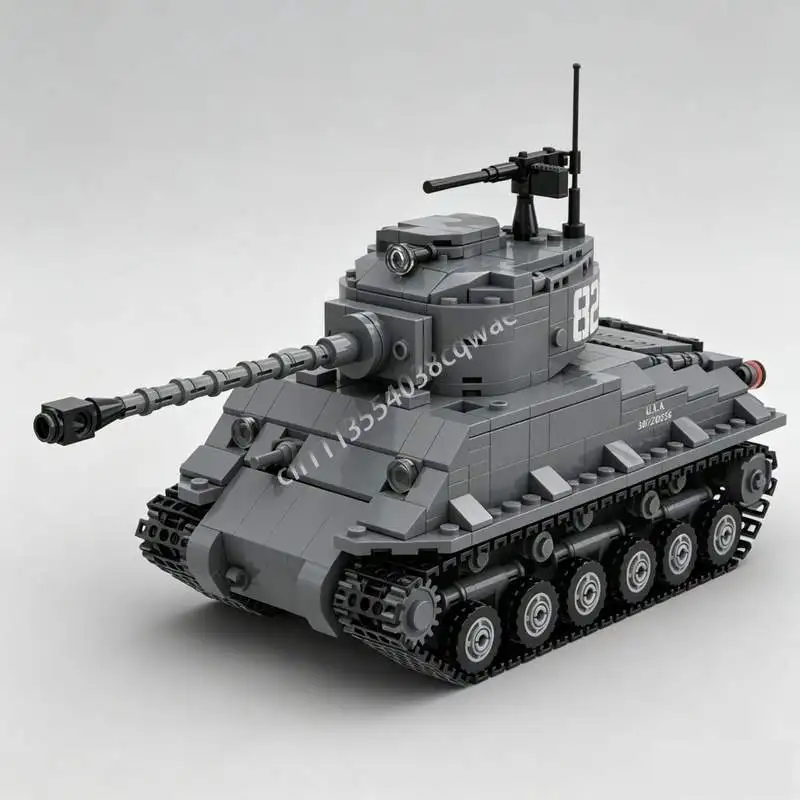 758 Parts MOC Army Combat Tank Model Custom Puzzle DIY Creative Assembly Technical Building Blocks Toy Gift Collection Display