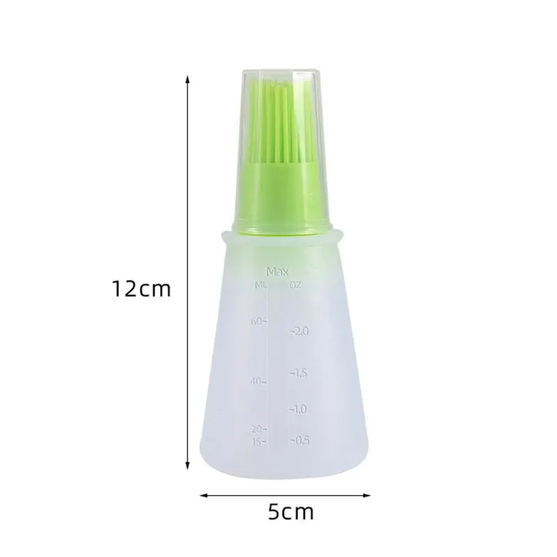 Silicone BBQ Oil Bottle Brush with Scale, Outdoor BBQ Oil Bottle with Lid, Oiler Sauce Brush, Kitchen Baking Tools, Grill