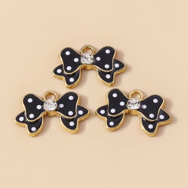 Leslie 10pcs Cute Bowtie Dot Bowknot Charms for Neckalce Bracelets Earrings Pendants DIY Jewelry Making Accessories