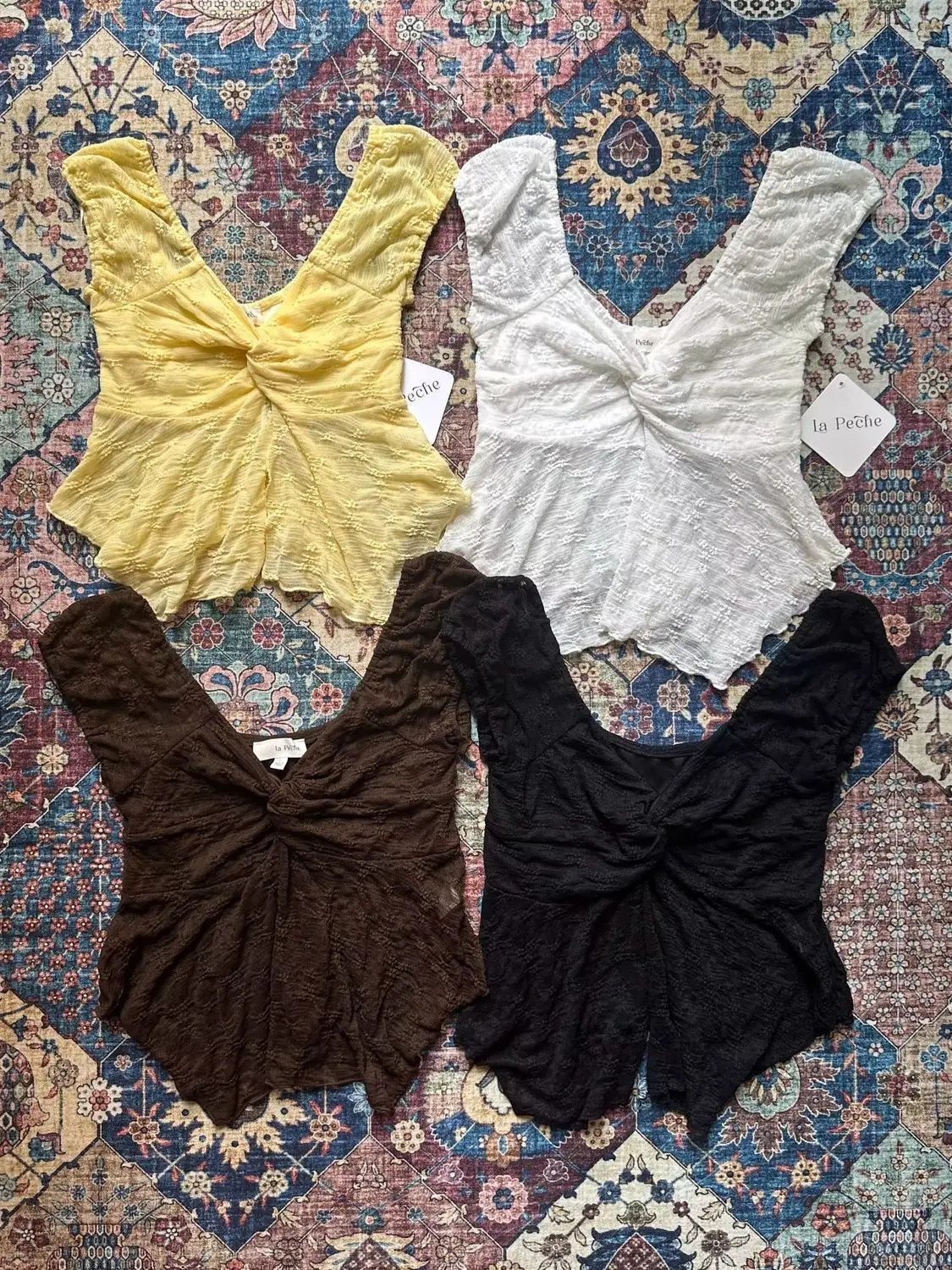 SYsYouthfully Hot Sweet Summer Lace Tank Top Korean Style Lace Double-layer Twisted Knot Short-sleeved Shirt