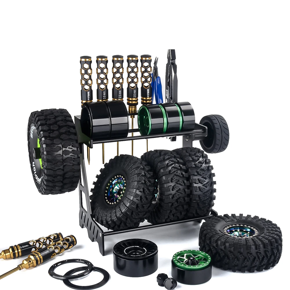 PYFORE RC Car Multi-Function Metal Tool Holder Tire Calibration Stand Wheel Alignment Balancing Bracket Repair Workstation