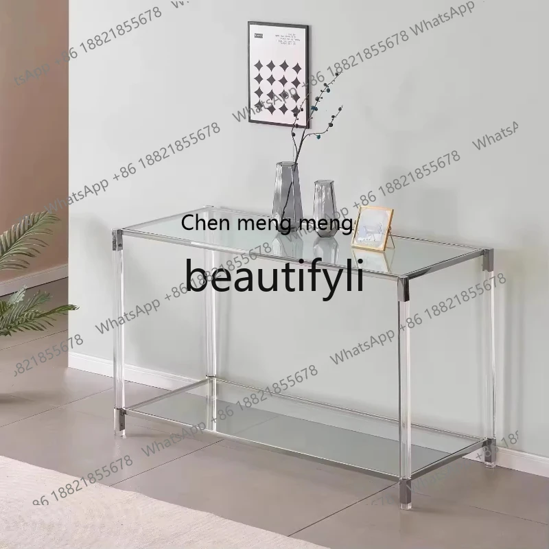 

Transparent acrylic table, living room corridor table, tempered glass entrance cabinet H