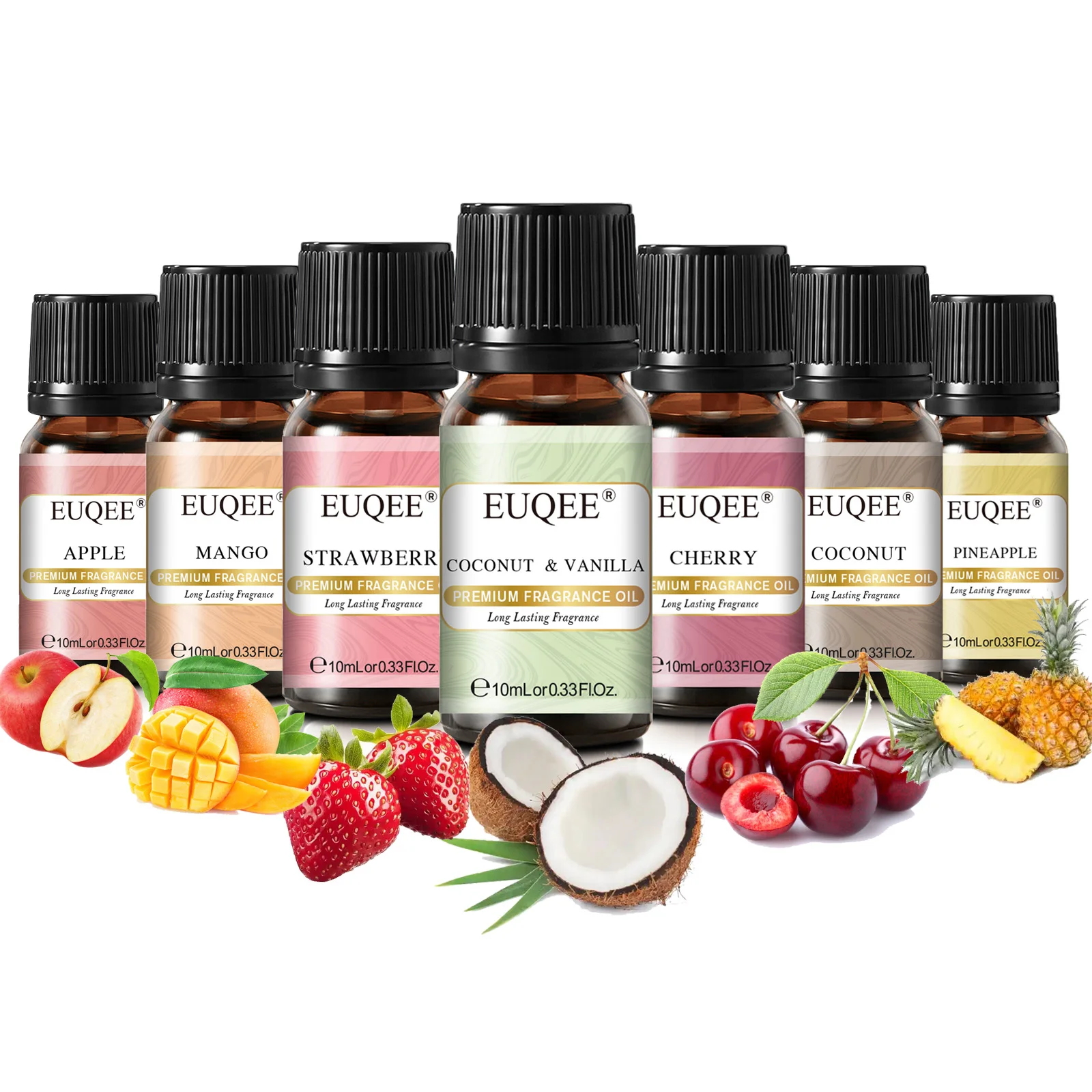 EUQEE10ml زيت عطر الفاكهة المانجو التفاح الفراولة الكرز جوز الهند والفانيليا الخوخ زيوت الروائح الناشر الهواء النقي #1