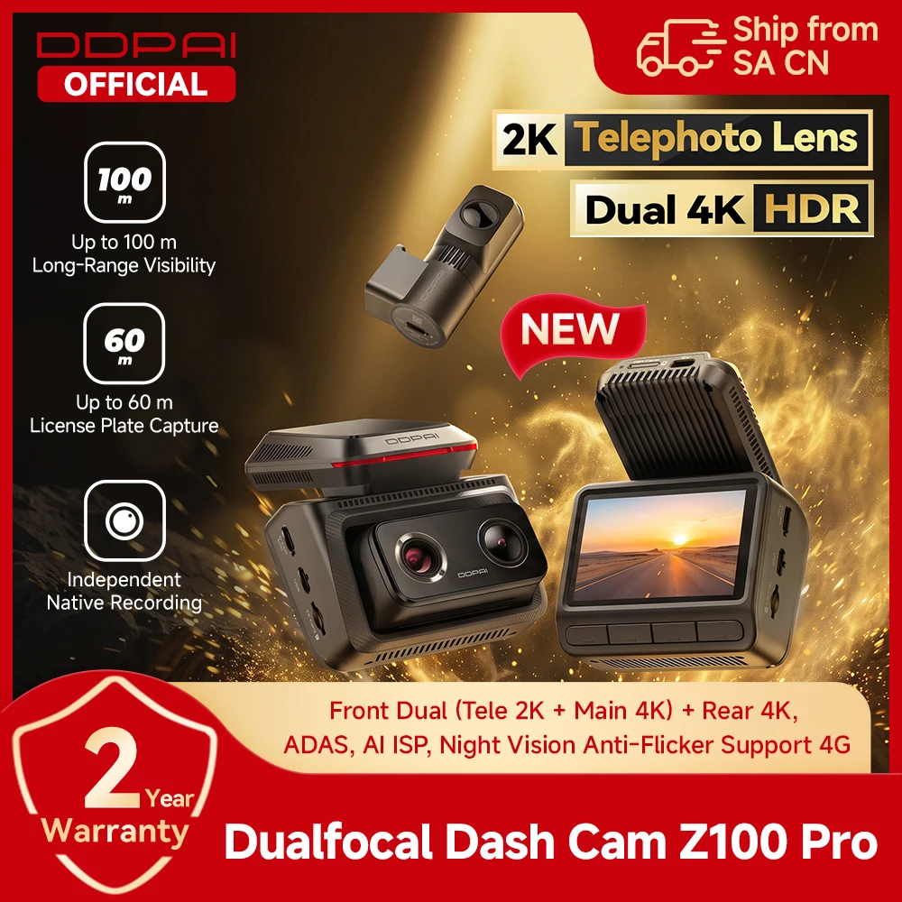 Dash Cam 2K Dual Lens - 【Nuevo】Cámara para salpicadero DDPAI Z100 Pro,