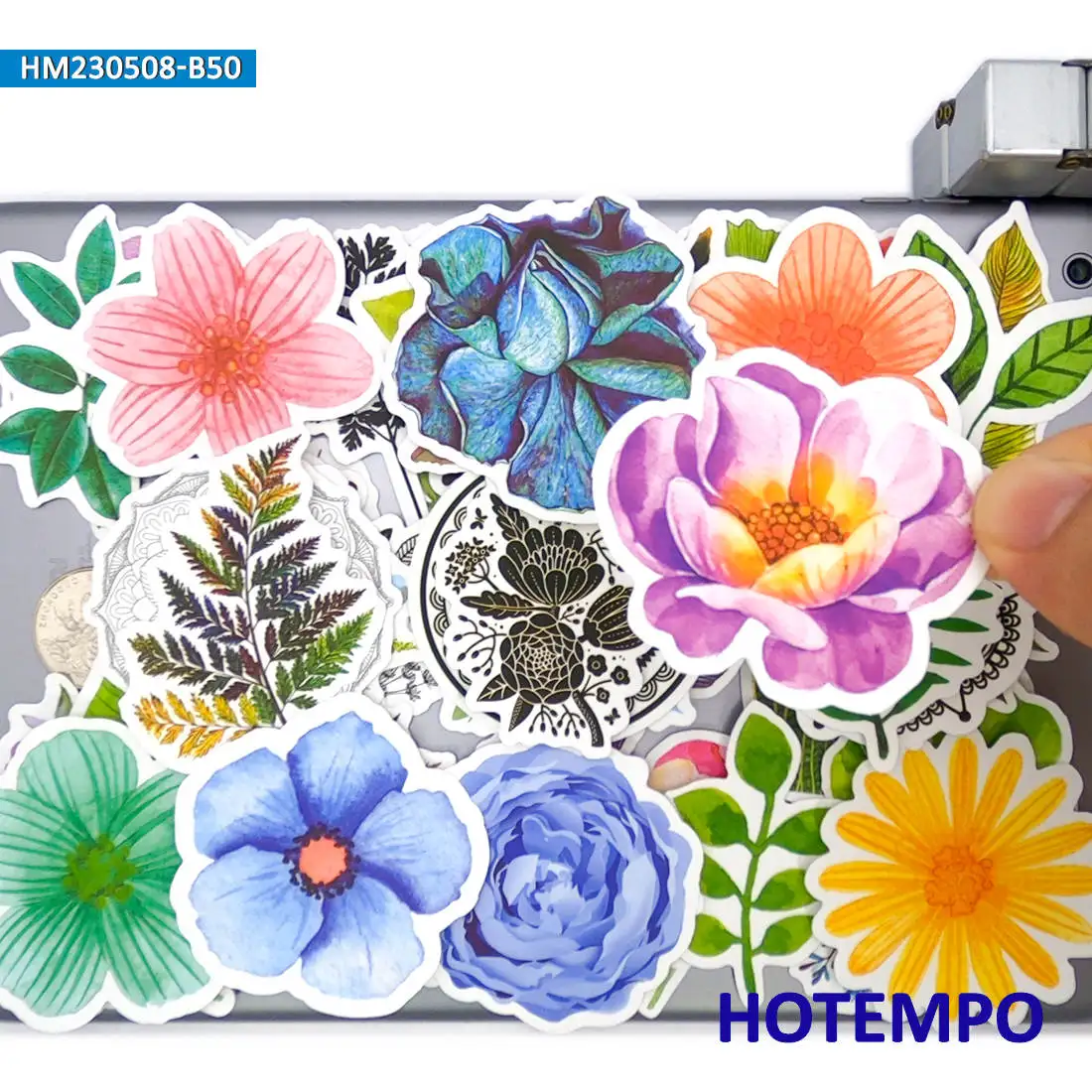 20/30/50PCS Cute Flower Stickers Colorful Blossom Art Graffiti Plant Decals for Laptop Luggage Scrapbook Bike Phone Sticker Toys