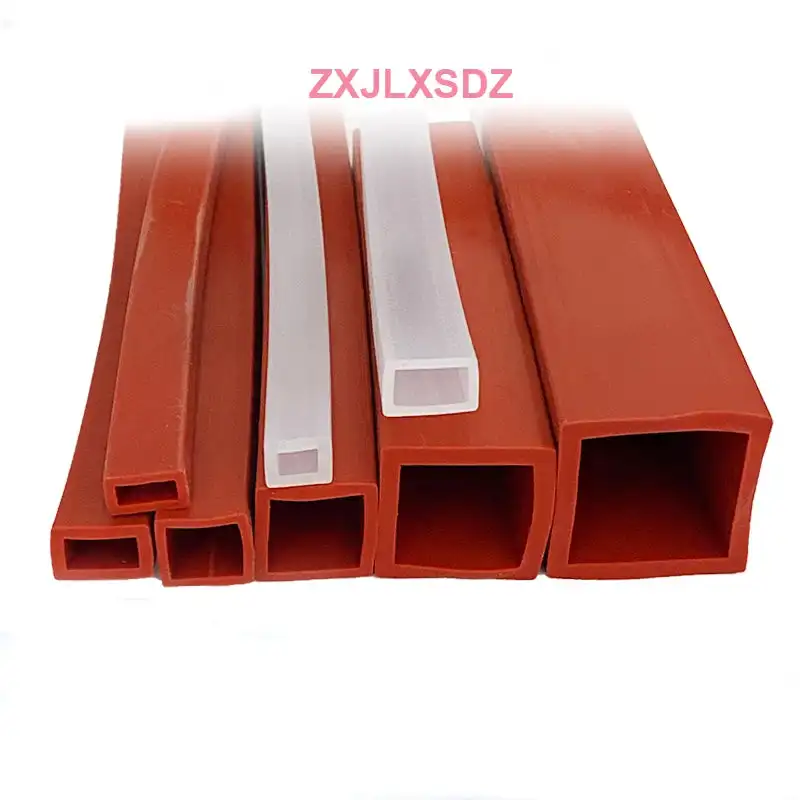 2 Meters Industrial Silicone Rubber Square Tube Sleeve High Temp Square Sealing Strip Weatherstrip Custom Sizes Available