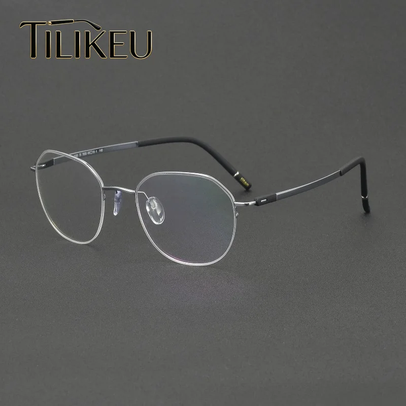 2026 Small-sized Polygonal Titanium Eyeglasses Frame Men Women Simple Semi-Rimless Glasses Daily Reading Computer Office Eyewear
