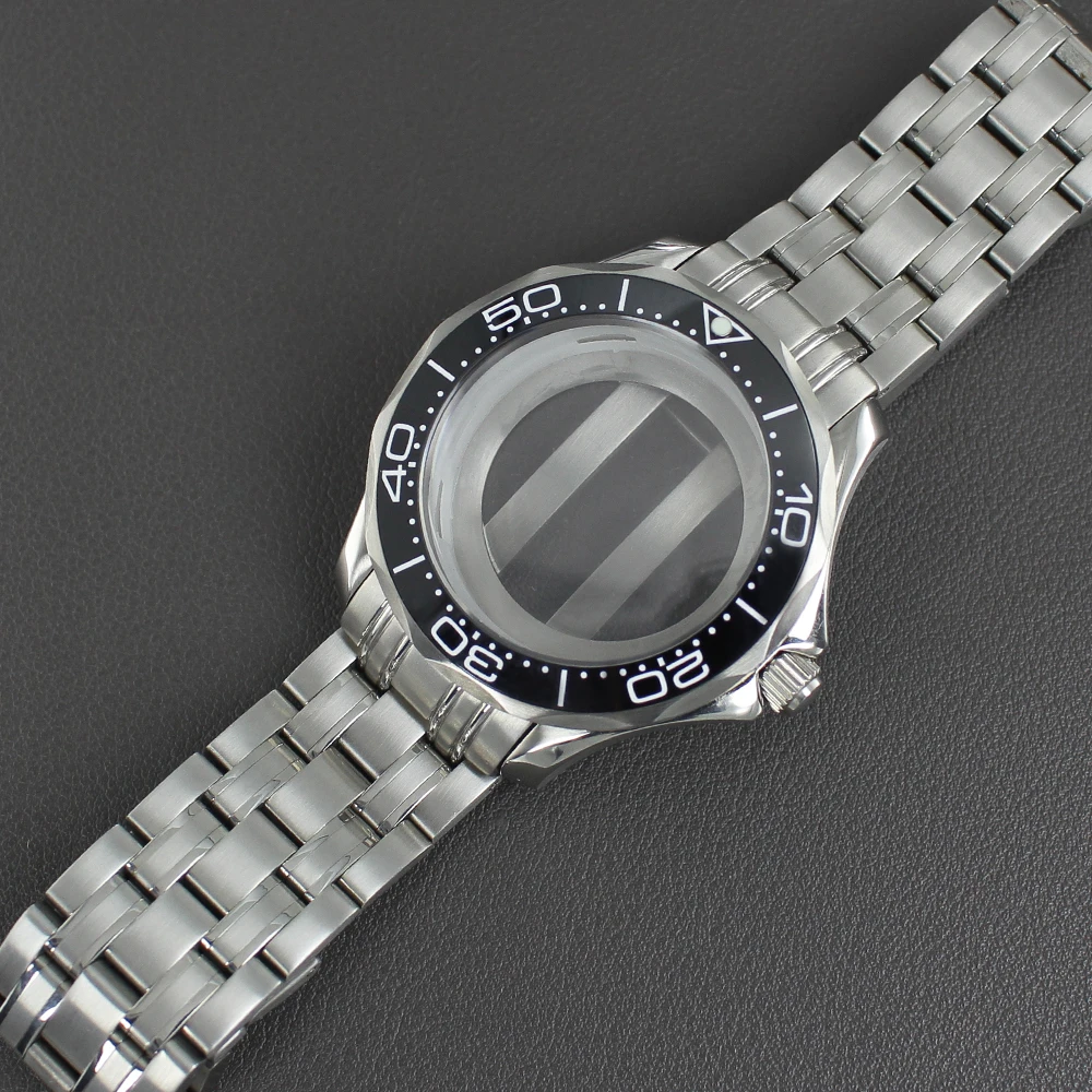 

For Seahorse 41mm Watch Case Bracelet Sapphire Glass For NH34 NH35 NH36 NH38 Movement 31mm Dial Seamaster 300 Men Mod Watch Case