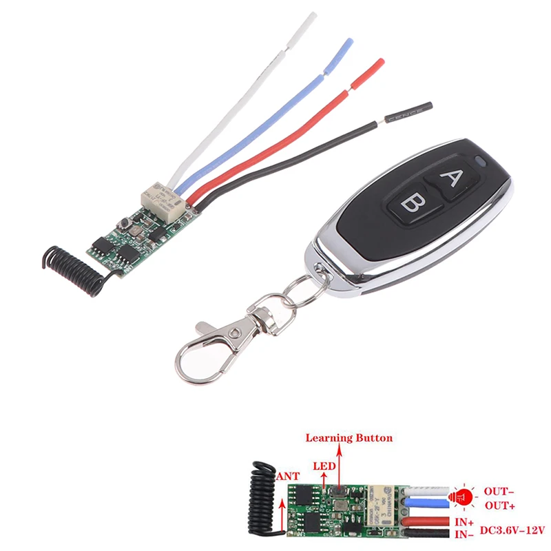 DC 3V 6V 12V 24V Wireless Mini Relay Normally On Normally Off Remote Control Switch 433Mhz RF Remote Receiver Transmitter