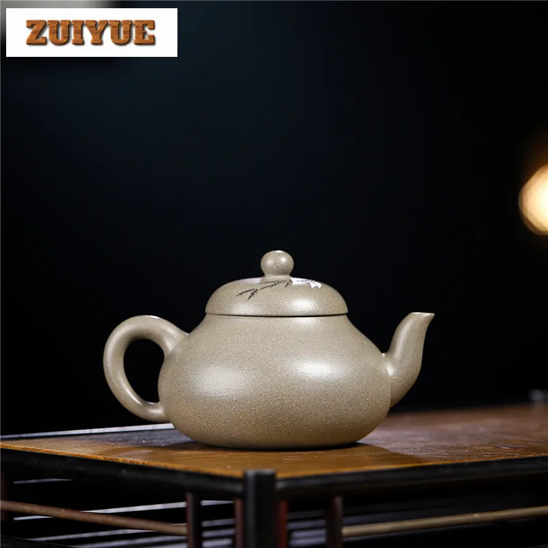 190ml Retro Yixing Purple Clay Teapots Handmade Pear The Melon Pot Raw Ore Steel Grey Mud Kettle With Strainer Zisha Teaset Gift