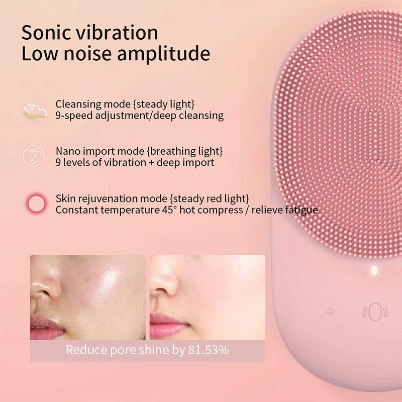 Sonic Vibration Silicone Facial Cleansing Brush Washing Absorb Refreshing 2in1 Skin Care Massage Makeup Brush With Stand