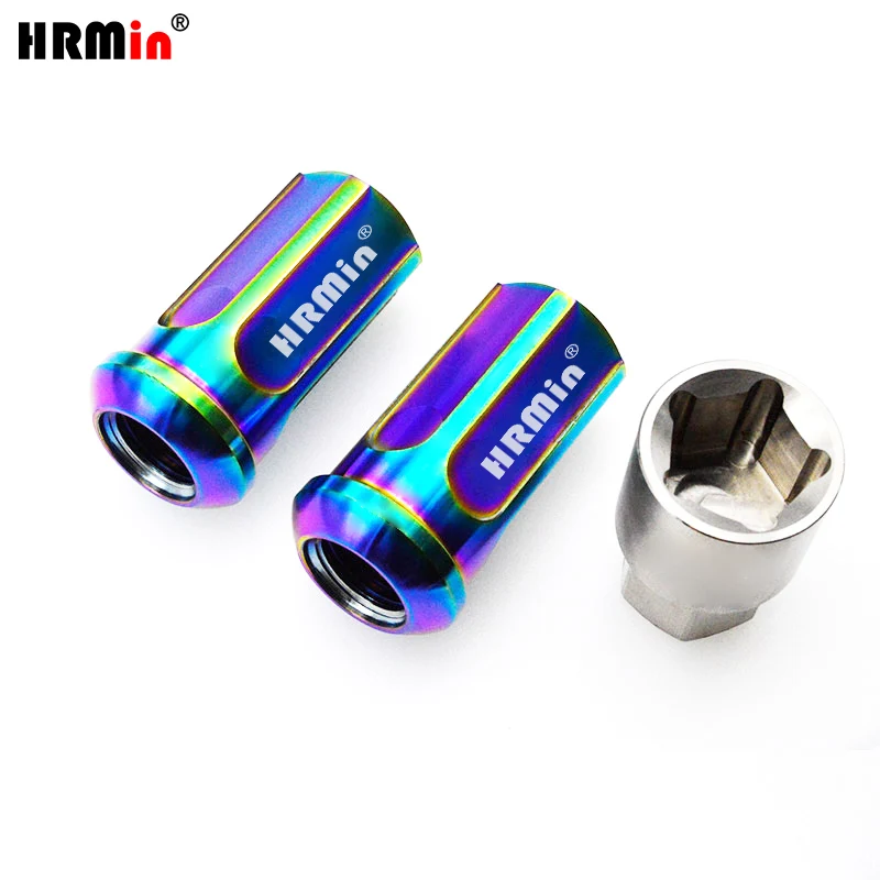 HRMin Gr5 titanium ball seat anti-theft wheel lug nut open end  4ps1key 20ps1key M14x1.5x35mm Audi Mercedes-Benz  Prsche etc