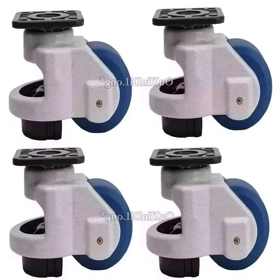 High Quality 4PCS Adjustable Nylon Wheels Industrial Casters Retractable Leveling Industrial Machine Casters Load 1500KG/PCS