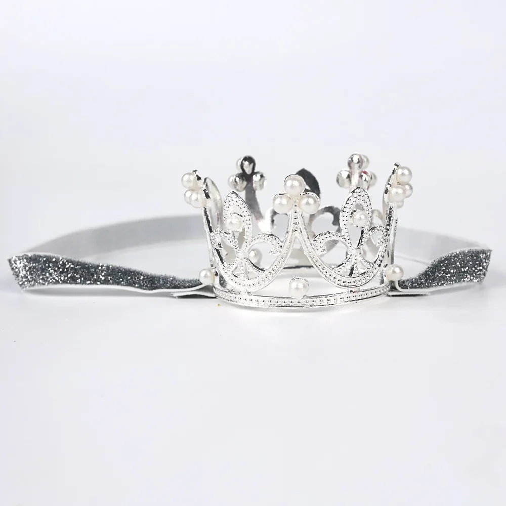 1 szt. Perłowa kryształowa korona noworodka opaska dla dzieci dziewczyny księżniczka Tiara imprezowe akcesoria do włosów rekwizyty fotograficzne prezenty urodzinowe