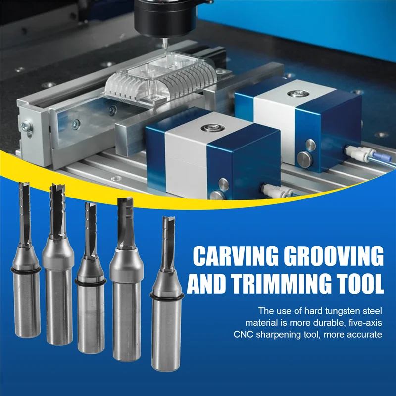 

BHBD-5PCS 1/2 Shank 3 Flutes With Teeth Cutting Straight Router Bit TCT Cutters Woodworking CNC Milling Cutter For Wood
