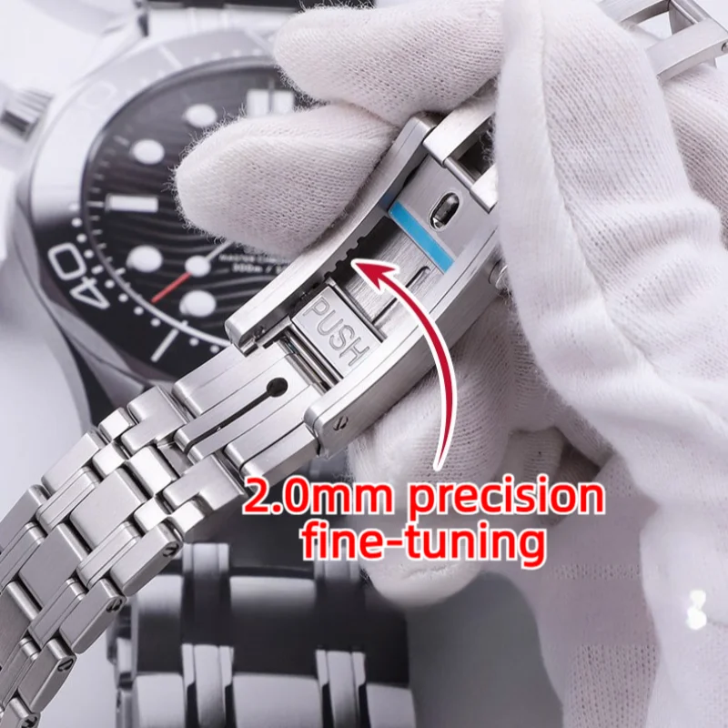 316L Stainless Steel Folding Clasp 18mm For Omega Seamaster 300 watch strap metal clasp push-type fine-tuning watch band parts