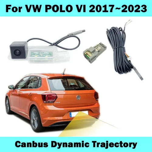 Cámara de marcha atrás trasera HICAMRUI para VW Volkswagen POLO VI 2017-2023 Cámara de trayectoria dinámica Canbus Plug and Play sin codificación