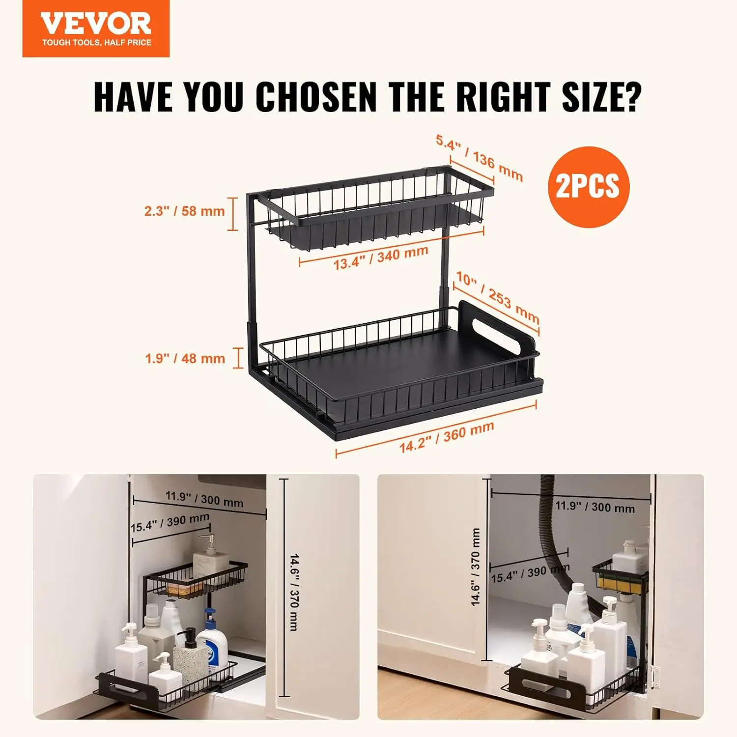 2 Tier Pull Out Cabinet Organizer(10.7