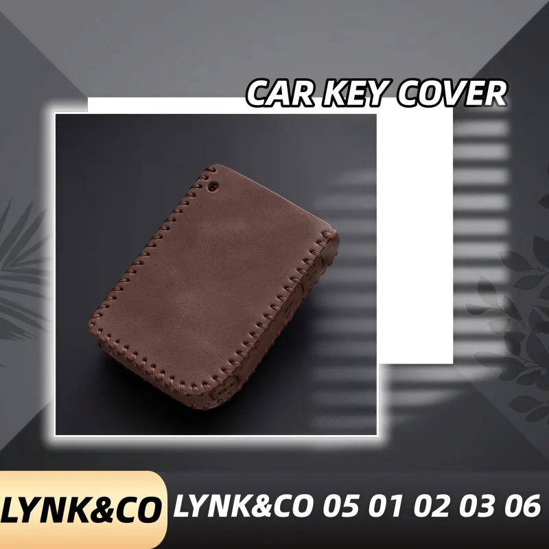 

Leather Car Fob Key Case Cover Protector Shell Holder Bag Set for LYNK CO 05 09 01 06 Car Smart Remote Auto Accessories