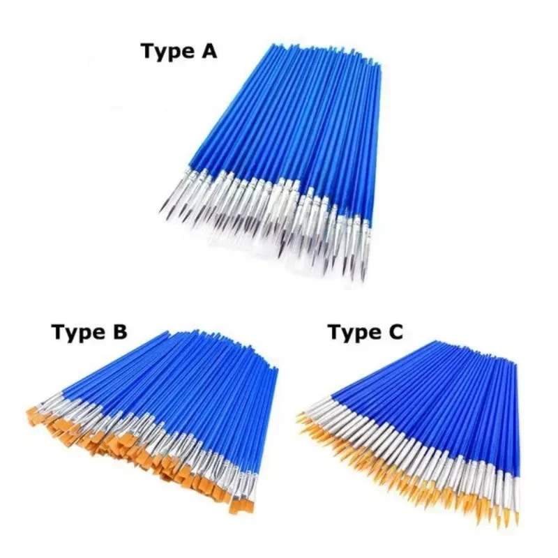 50Pcs/Set Painting Brush Flat Paint Brushes Small Brush Volume for Painting Detail Essential Props for Painting Art