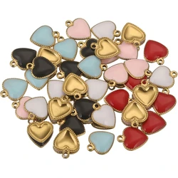 20pcs Stainless Steel Enamel Hearts Charms For Jewelry Making DIY Small Charms Bracelet Extend Chain Tail Tag Accessories Parts