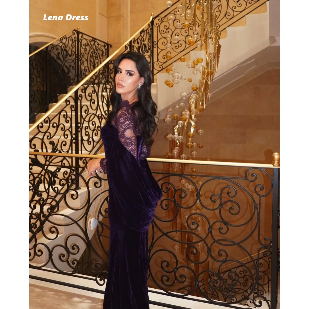

Lena Fish Tail Elegant Party Dresses Luxury 2025 Luxury Evening Dress Lace Customized Purple Velvet Women's Prom Dress Wedding