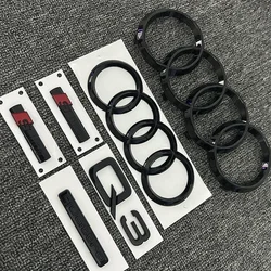 AUDI Q3 4Ring logo ABS Black Car Hood Front Grill Emblem Rear Trunk Badge Q3 Sticker Quarrto Sline Emblem For Q3 2013-2022