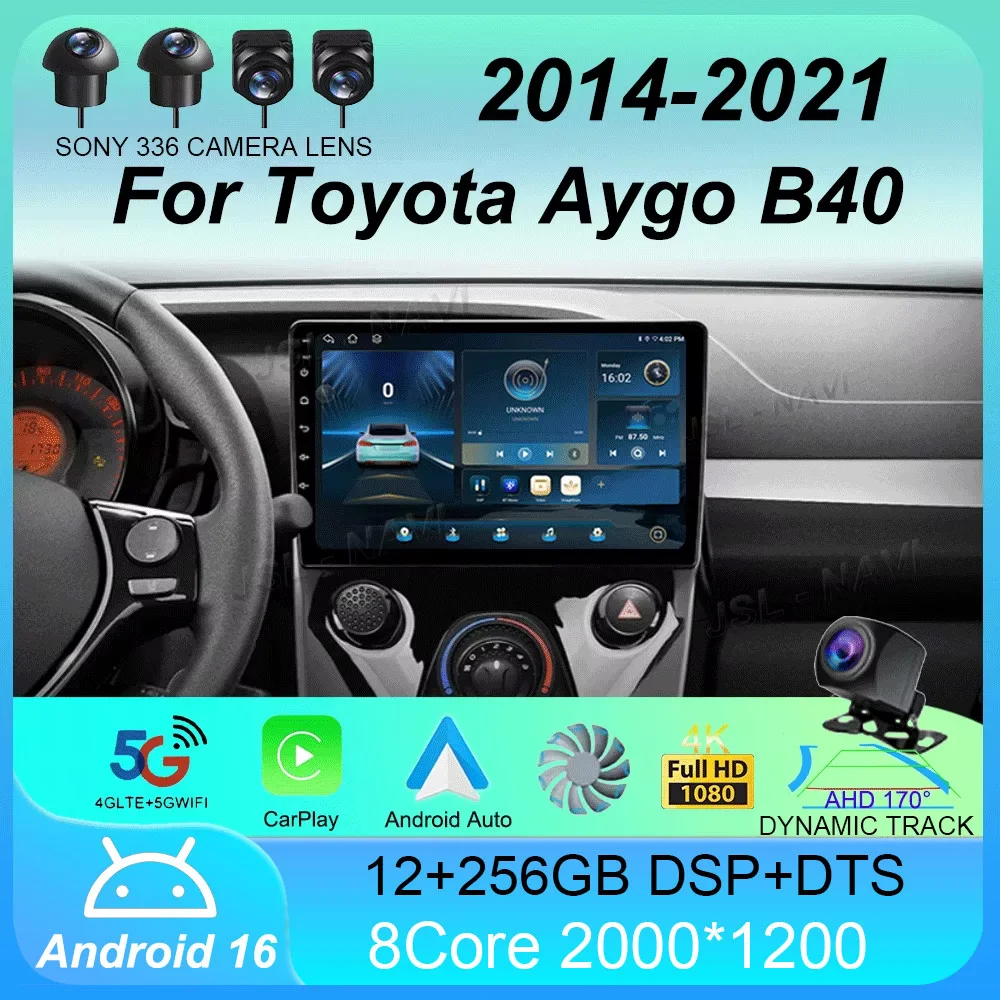 

Android 16 For Toyota Aygo B40 2014-2021 For Peugeot 108 Multimedia Video Player Car Radio Navigation Stereo GPS 2din 2 din DSP