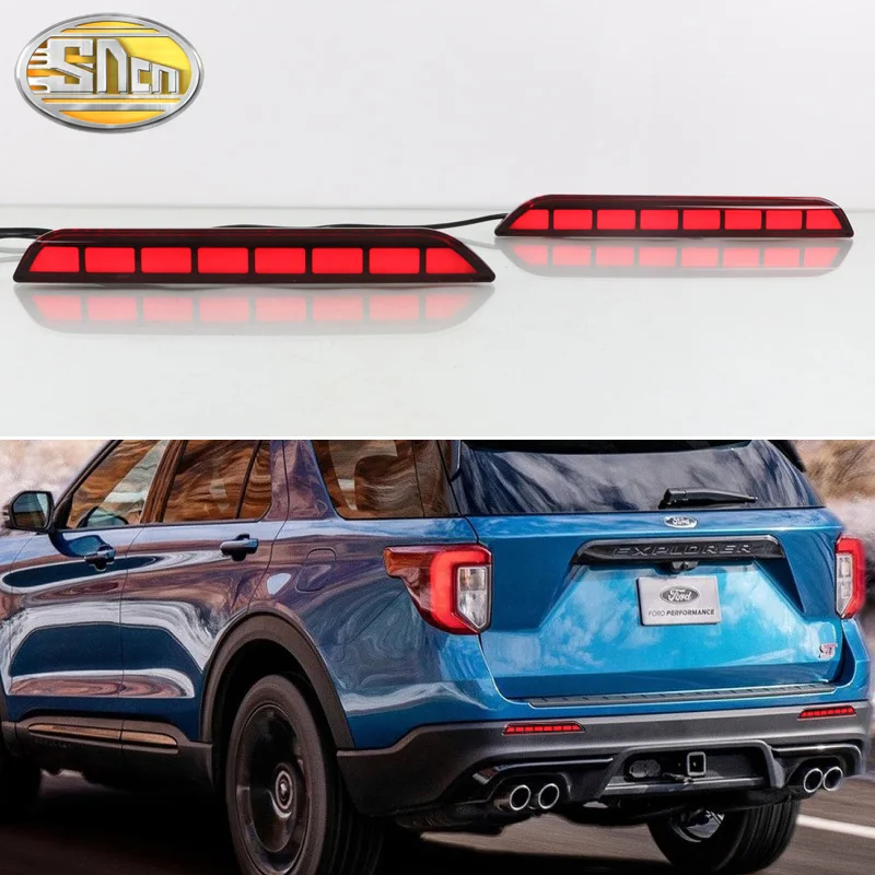 LED Bumper Light For Ford Explorer 2019-2022 3-in-1 12V Rear Fog Lamp Brake Light Dynamic Turn Signal Reflector