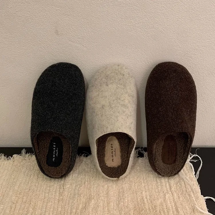 Loafers Rubber Slippers Shoes Cover Toe Fur Flip Flops Slides Platform Plush Fur Shoes Ladies' Slippers Cover Toe Platform Loafe