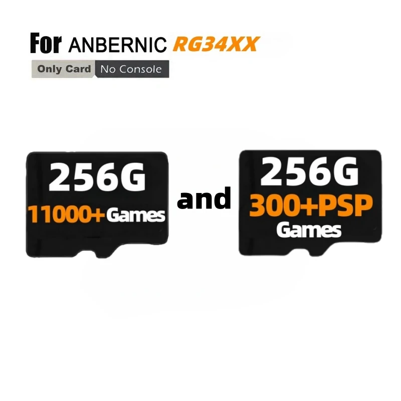 ANBERNIC RG34XX 256G TF Card Memory Card Preloaded Games 300+ PSP Games Video Game Console Pre-install Retro Games Gifts