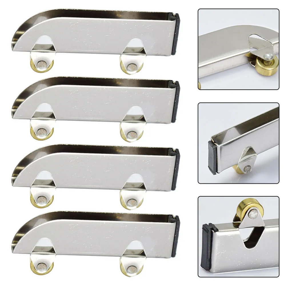 4/8Pcs 6mm Glass Sliding Door Roller Clamp Pulley Wheel Mobile Counter Wheel Track Roller Hardware Accessories Stainless Steel