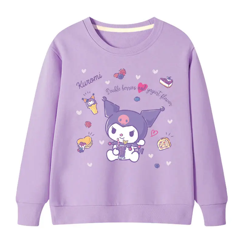 Cute Kuromi and Melody Cartoon Anime Peripherals hoodies Boys and Girls Round Neck Pullover Sweater in The Spring and Autumn